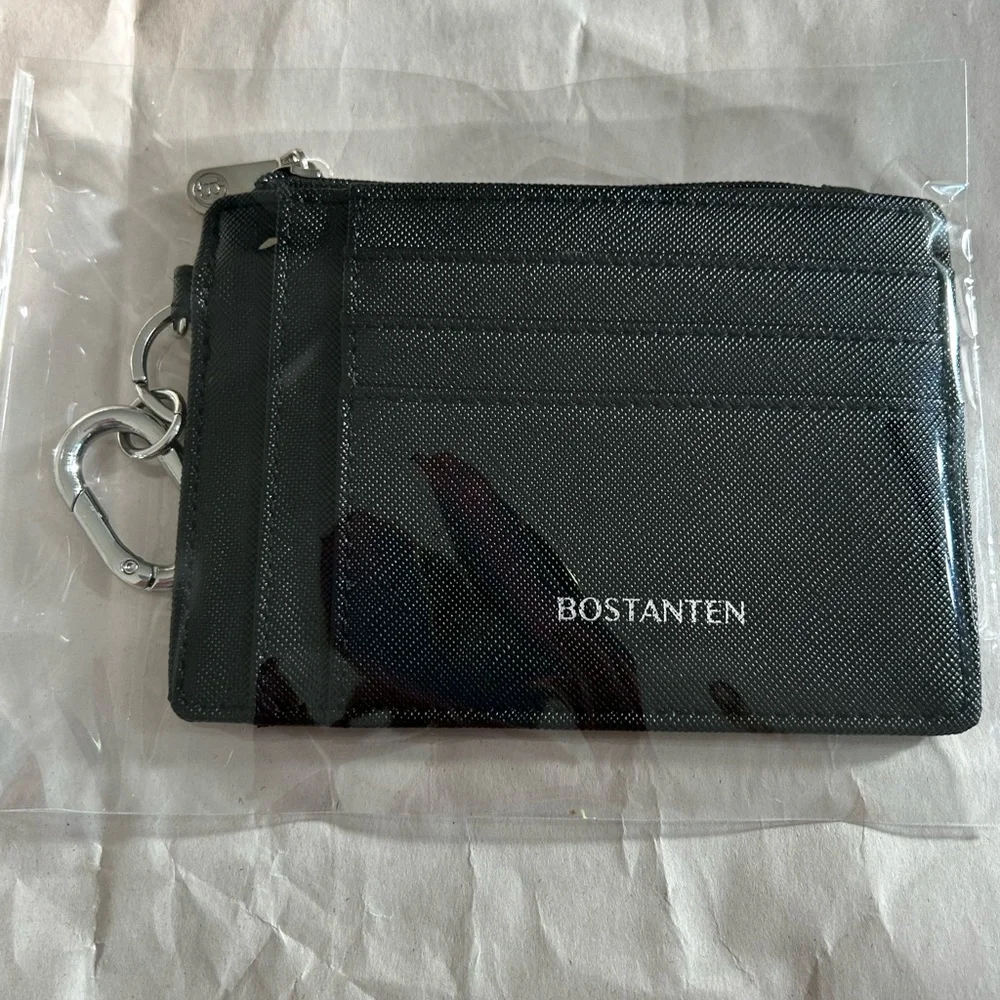 BOSTANTEN Black Card Holder with Key Ring